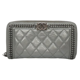 Chanel Boy Zip Jacket Wallet Quilted Calfskin