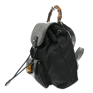 Gucci Vintage Bamboo Backpack Nylon and Patent Leather
