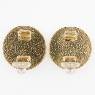 Chanel Vintage CC Round Clip-On Earrings Metal