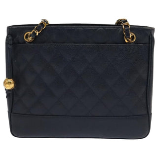 Chanel Vintage Stitched CC Shoulder Bag Caviar