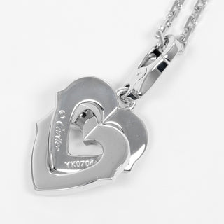 Cartier Double Heart Pendant Charm 18 white gold