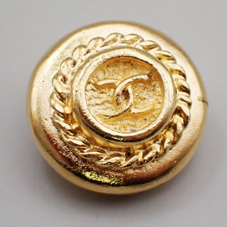 Chanel Vintage CC Logo Round Clip on Earrings Textured Metal