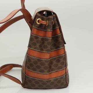 Celine Vintage Drawstring Flap Backpack Macadam Coated Canvas