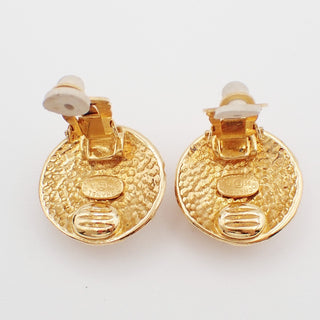 Chanel Vintage Round CC Clip-On Earrings Metal