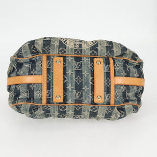Louis Vuitton Porte Epaule Raye Handbag Striped Monogram Denim
