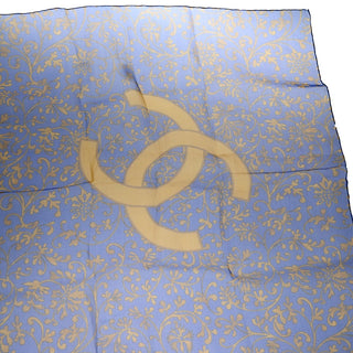 Chanel Scrunchie and Square Scarf Hair Tie Set Printed Silk