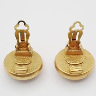 Chanel Vintage Round Clip-On Earrings Metal with Faux Pearl