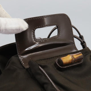 Gucci Vintage Bamboo Backpack Nylon and Patent Leather