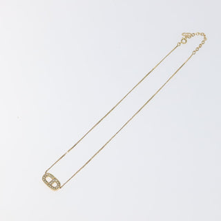 Christian Dior CD Pendant Necklace Metal and Crystals