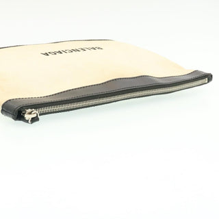 Balenciaga Navy Zip Pouch Canvas and Leather