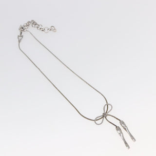 Christian Dior Bow CD Pendant Necklace Metal with Crystal