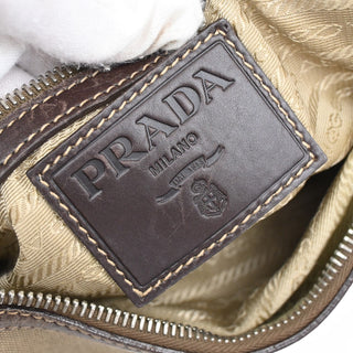Prada Logo Messenger Bag Canvas and leather