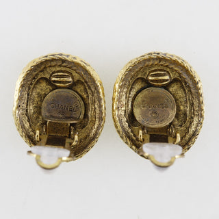 Chanel Vintage Round CC Clip-On Earrings Metal