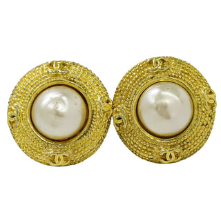 Chanel CC Hoop Clip-On Earrings Crystal Embellished Metal