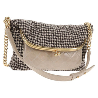 Chanel Tabatiere Kisslock Fold Over Bag Tweed with Quilted Calfskin