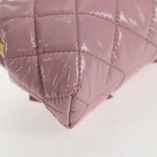 Chanel Bow Frame Clutch With Chain Quilted Patent with Lambskin