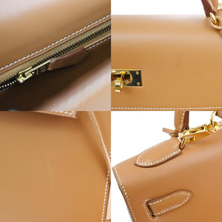 Hermes Kelly Handbag Light Chamonix with Gold Hardware
