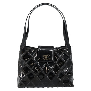 Chanel Vintage CC Lock Flap Shoulder Bag Quilted Patent