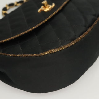 Chanel Vintage Half Moon Chain Bag Quilted Satin with Braided Detail