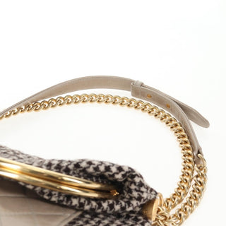 Chanel Tabatiere Kisslock Fold Over Bag Tweed with Quilted Calfskin