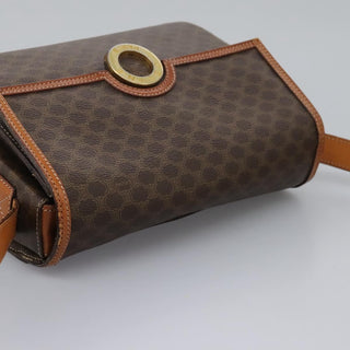 Celine Vintage Macadam Circle Logo Shoulder Bag Canvas and Leather