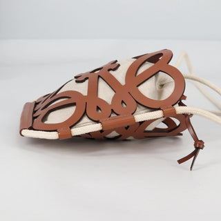 Loewe Anagram Drawstring Bucket Crossbody Bag Leather with Canvas