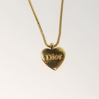 Christian Dior Logo Heart Pendant Necklace Metal