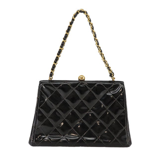 Chanel Vintage Chain Frame Bag Quilted Patent
