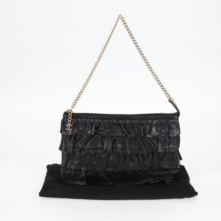 Chanel CC Chain Fringe Wristlet Clutch Quilted Leather