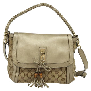 Gucci Bella Flap Shoulder Bag GG Canvas with Leather