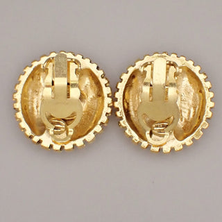 Chanel Vintage Round Clip-On Earrings Metal with Gripoix