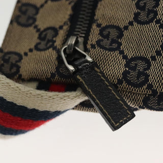 Gucci Vintage Double Belt Bag GG Canvas with Leather
