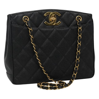 Chanel Vintage CC Lock Pocket Chain Tote Caviar