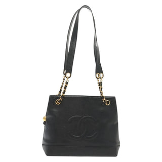 Chanel Vintage CC Logo Chain Tote Caviar