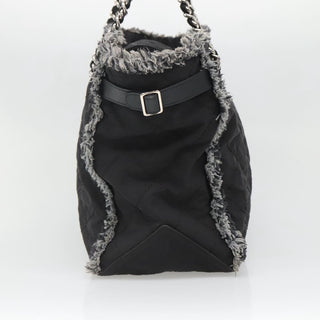 Chanel Logo Chain Tote Quilted Nylon with Tweed