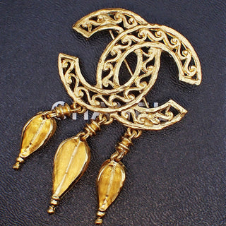 Chanel Vintage CC Fringe Brooch Metal