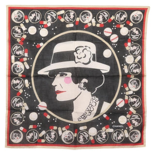 Chanel Scrunchie and Square Scarf Hair Tie Set Printed Silk