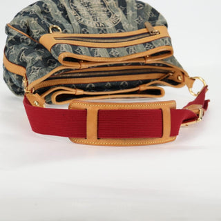 Louis Vuitton Porte Epaule Raye Handbag Striped Monogram Denim