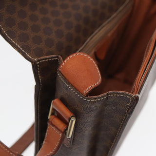 Celine Vintage Macadam Circle Logo Shoulder Bag Canvas and Leather