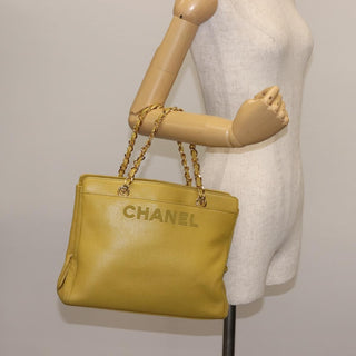 Chanel Vintage Logo Chain Tote Caviar