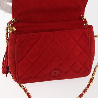 Chanel Vintage Tassel Full Flap Shoulder Bag Quilted Suede