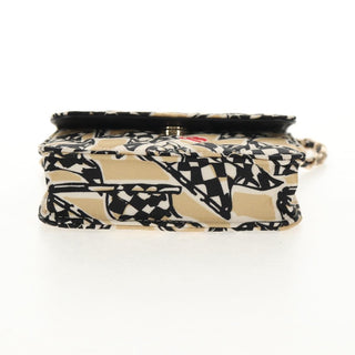 Chanel Flap Card Holder on Chain Quilted Printed Canvas