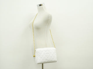 Chanel Vintage Diamond CC Camera Shoulder Bag Quilted Caviar