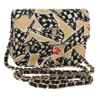 Chanel Flap Card Holder on Chain Quilted Printed Canvas