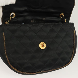 Chanel Vintage Half Moon Chain Bag Quilted Satin with Braided Detail