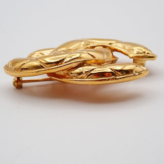 Chanel Vintage Quilted CC Brooch Metal
