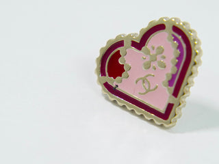 Chanel CC Heart Cut Out Stud Earrings Metal with Crystals
