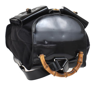 Gucci Vintage Bamboo Backpack Nylon and Patent Leather