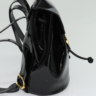 Salvatore Ferragamo Gancini Flap Drawstring Backpack Patent leather