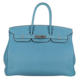 Hermes Birkin Handbag Blue Togo with Palladium Hardware